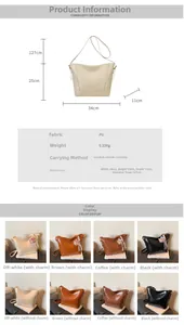 Detailed size chart and multi-color options for the minimalist large PU tote bag
