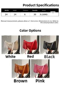 Tableau des tailles et options de couleurs pour sac à main tressé en PU avec nœud décoratif