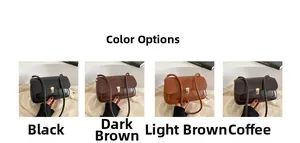 Detail view of four textured leather shoulder bags in black, dark brown, and coffee shades