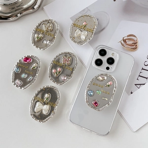Einziehbarer Handy Griff Ständer Legierung Straßstein Schmetterling Blume Herz Good Luck Edelstein Fingerhalter