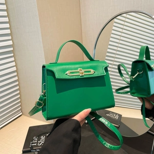 Women PU Leather Shoulder Bag Elegant Solid Color Crossbody Handbag With Metal Lock Simple Fashion Top Handle Square Bag