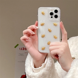 Golden Turtle 3D Transparent Phone Case Glitter Sparkle Shockproof Protective Cover Luxury Style For IPhone