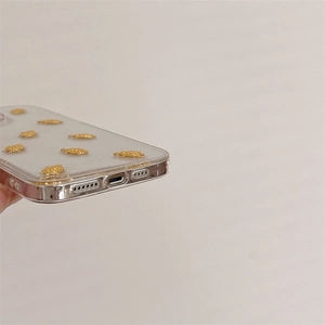 Transparent iPhone case with golden 3D sea turtles and electroplated silver edges