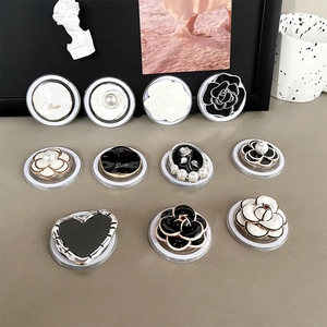 Magnetic Phone Grip Stand Retractable Heart Floral Camellia Rose Plastic Alloy Faux Artificial Pearl Desktop Holder