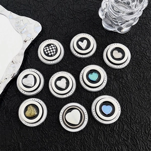 Magnetic Heart Phone Grip Magsafe Compatible Telescopic Bracket Aesthetic Checkerboard Glitter Drip Glue Plastic Accessory