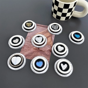 Magnetic MagSafe heart phone socket set in silver metal and checkerboard styles