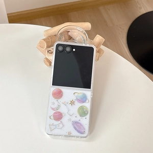 Custodia protettiva glitterata spazio pianeta per Samsung Galaxy Z Flip 6 pieghevole