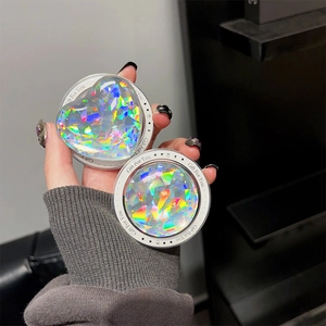Holographic heart and round phone sockets with Gift For You print on white base