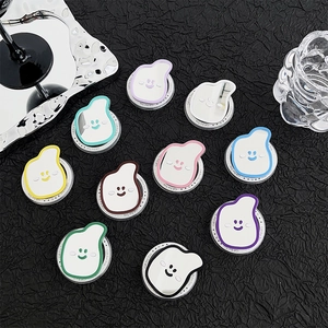 Cute Cartoon Banana Smiley Mirror Phone Grip Expandable Magnetic Griptok Irregular Wave Portable Plastic Desk Stand