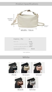 Detailed view of fashionable PU leather crossbody bag with geometric patchwork design