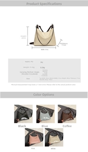 Detailed size specifications for large PU leather tote bag with chain strap dimensions