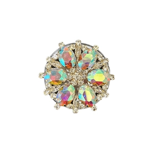 Magnetic MagSafe phone grip with iridescent gemstones and white crystal rhinestones