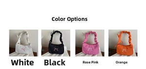 Color options of butterfly bow shoulder bags in white, black, pink and orange colors