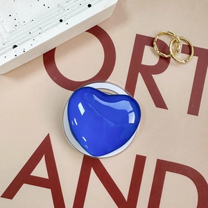 Klein blue heart-shaped foldable phone grip socket with a glossy resin finish
