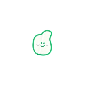 Green wavy smiley face retractable phone grip and mirror stand on white background