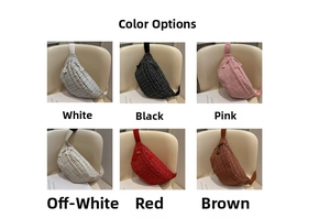 Grid view showcasing six colors of textured plaid crossbody waist bags for women
