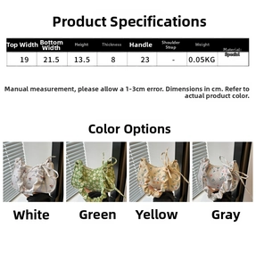 Größentabelle und Maße für die Mini-Blumen-Schultertasche aus Nylon mit allen Parametern
