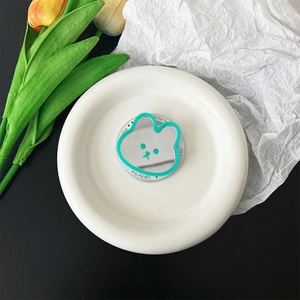 Support de téléphone mignon en forme d'ours et miroir sur assiette avec tulipes