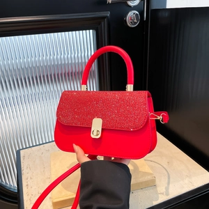 Fashion red sequin crossbody bag with gold hardware and top handle for women