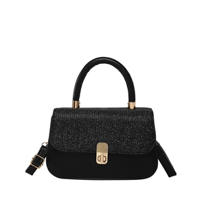 Contrast sequin crossbody bag with gold turn-lock and adjustable shoulder strap
