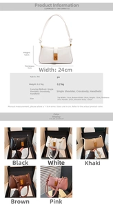 Detailed size specifications for minimalist PU leather shoulder bag with knot strap
