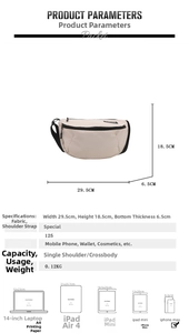 Detailed dimension guide and capacity comparison for nylon crossbody bag