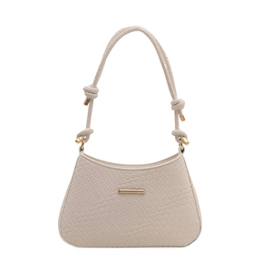 Elegante borsa a tracolla da donna bianco crema con stampa coccodrillo e fibbia dorata