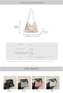 Detailed size specifications for minimalist glossy PU leather crossbody shoulder bag