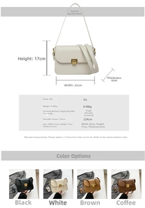 Guide des dimensions du sac vintage en cuir PU avec boucle métallique et bandoulière