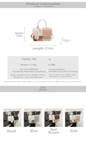 Detailed size chart and specifications for the minimalist multi-color crossbody bag