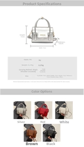 Tableau des tailles détaillé et options de couleurs pour le petit sac bandoulière en cuir PU