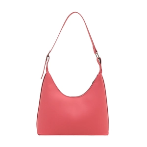 Pink minimalist semi-circle hobo bag with adjustable strap and sleek matte finish