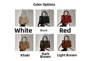 Collection of textured crossbody bags in six colors including white, black and khaki