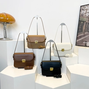Sac Bandoulière Rétro En Simili Cuir Pour Femmes Petit Sac À Épaule Carré Avec Fermeture À Verrou Style Britannique