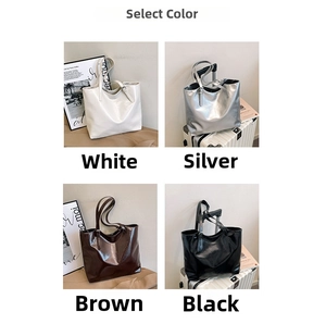 Detailed comparison of vintage tote bags in white, silver, coffee, and black PU leather