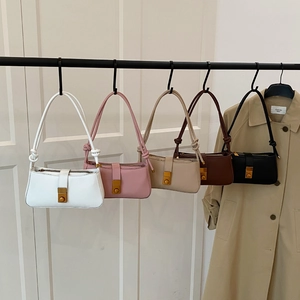 Baguette Bag PU Leather Knot Shoulder Strap Minimalist Underarm Bag For Women French Retro Commute Small Fashionable