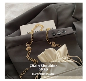Detail of white snakeskin pattern crossbody bag with premium gold chain strap