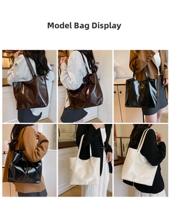 Collage di grandi borse shopper chic in marrone, nero e beige da portare a spalla o a mano