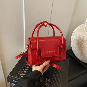 Sac Bandoulière Petit Carré en Cuir PU Décontracté pour Femmes Couleur Unie à Rabat Sac à Main avec Poignée Ronde Mode Bandoulière Réglable