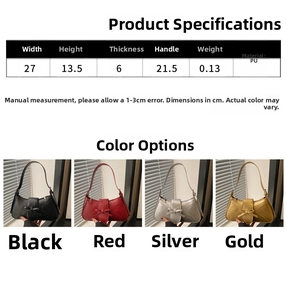 Tableau des tailles et sacs à bandoulière avec nœud en plusieurs couleurs et dimensions
