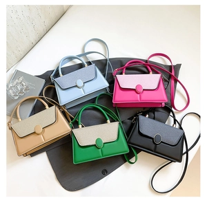 Detailed view of the multi-color selection of textured crossbody flap bags for women