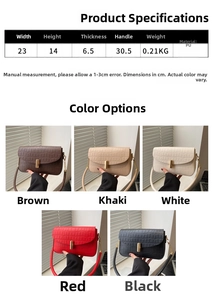 Größentabelle mit Maßen für eine Vintage-Schultertasche aus PU-Leder mit Steinmuster