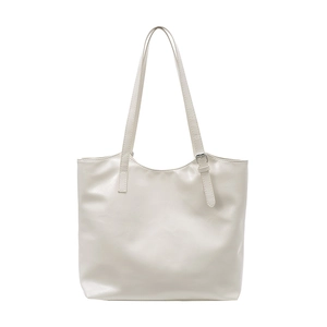 Minimalist cream white PU leather tote bag with adjustable straps for women commuting
