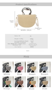 Guide des tailles pour sac à main en cuir PU avec dimensions et choix de 8 coloris divers