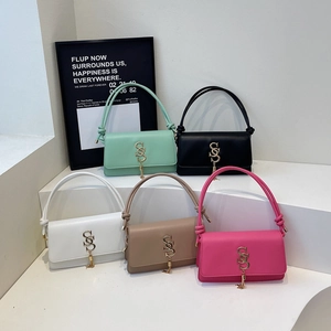 Women PU Leather Square Shoulder Bag With Metal Logo And Tassel Flip Crossbody Bag Casual Chic Handbag For Daily
