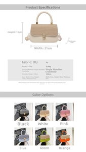 Detailed dimensions and color chart of the minimalist PU leather crossbody square bag