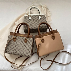 Three elegant vintage-style large capacity tote bags in floral print and patchwork leather