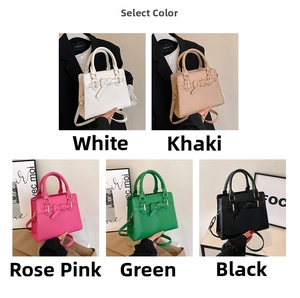 Comparaison détaillée de sacs à main minimalistes en blanc, kaki, rose, vert et noir