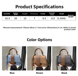 Detailed size chart and specifications for the retro mini crossbody bag for women