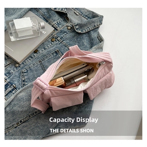 Borsa a tracolla in nylon rosa con tasche multiple e grande capacità interna